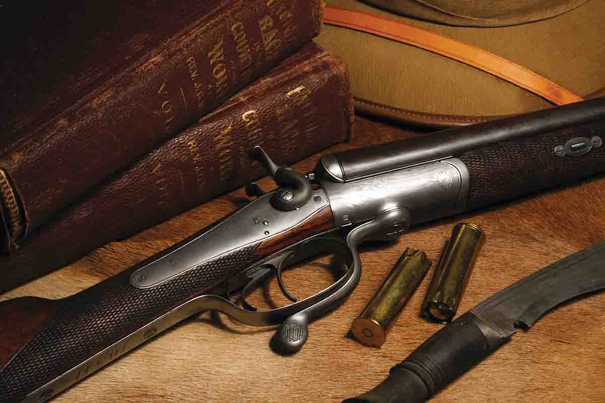 This E.M. Reilly is typical of the kind of gun that was a basic part of every explorer’s arsenal in the Victorian Age – useful for quelling a mutiny, repelling boarders in the Malacca Straits or fighting off Pathans in the Khyber Pass.